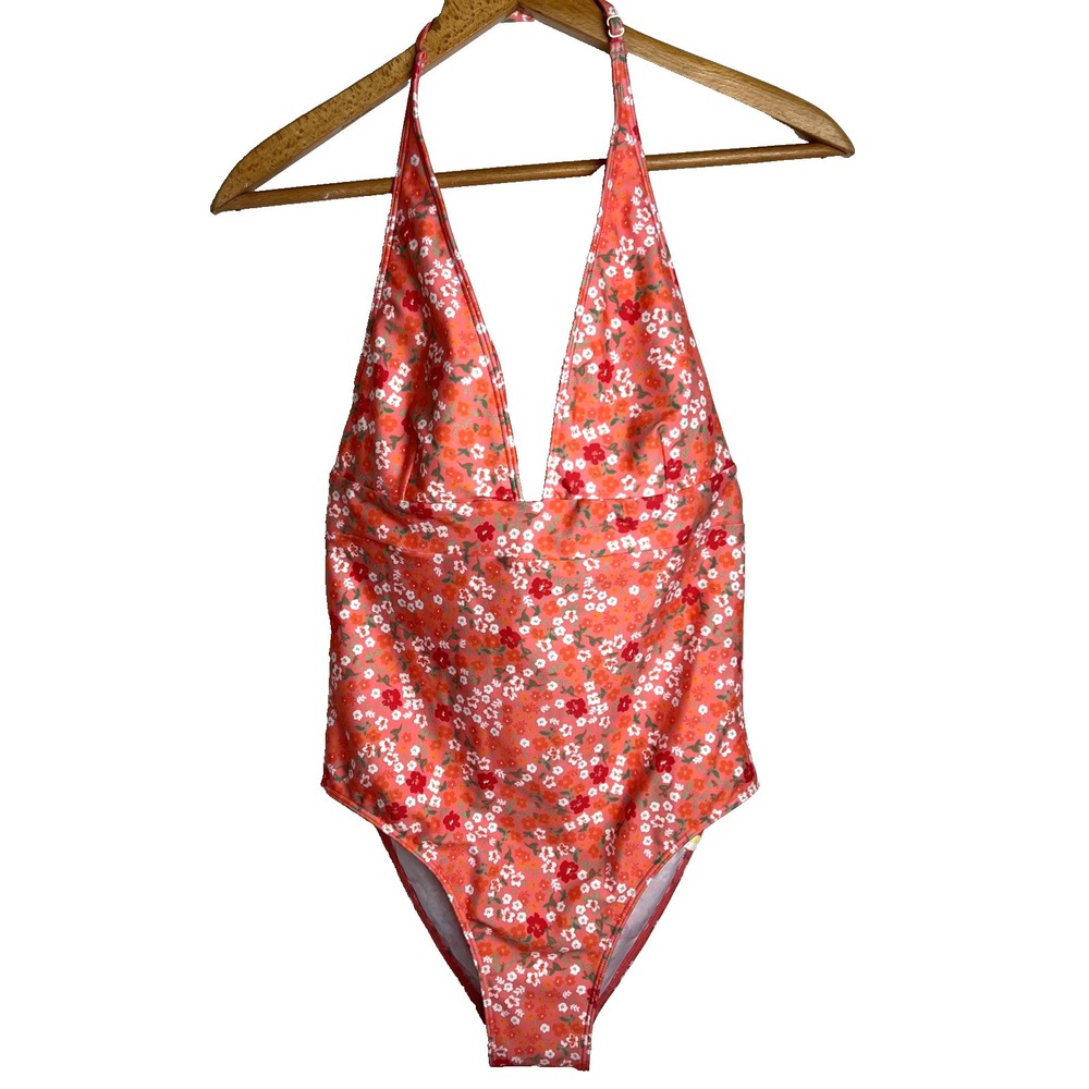 Summersalt Deep V-Neck Swimsuit Womens Size 8 Ditsy Floral Halter Brand New